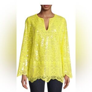 Kobi Halperin Ellie Sequined Cotton-Blend Lace Tunic XL